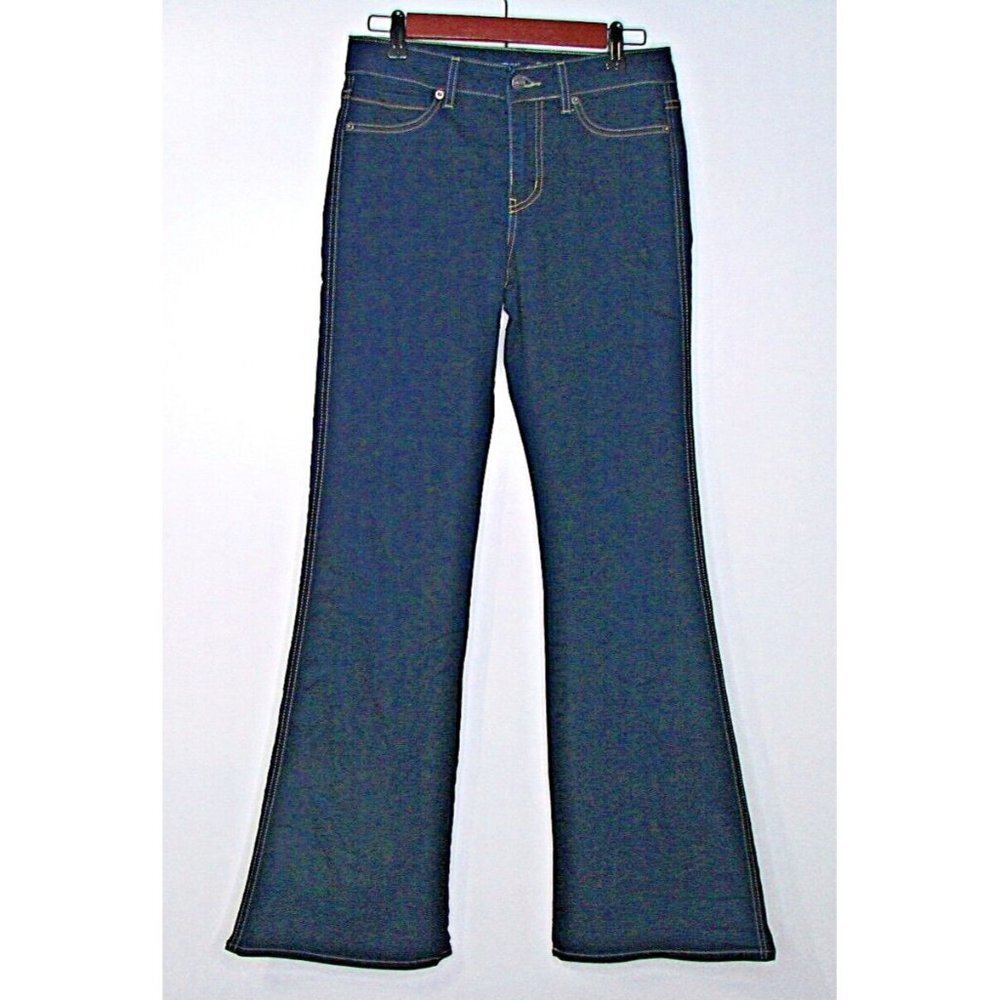 Just USA Womens Blue Dark Wash Pockets Stretch Denim Flared Jeans Size 7 PS213